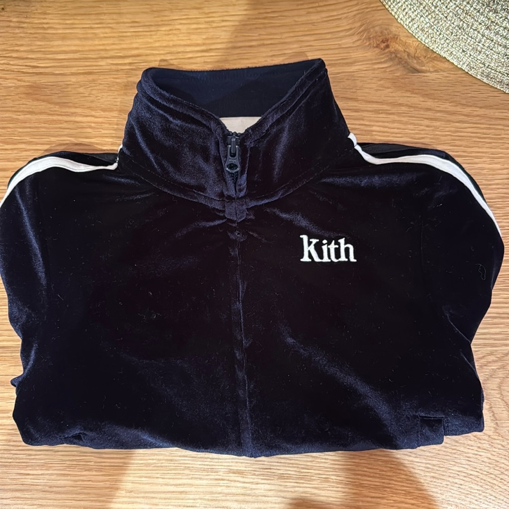 Kith Kids Blue velvet zip up like new